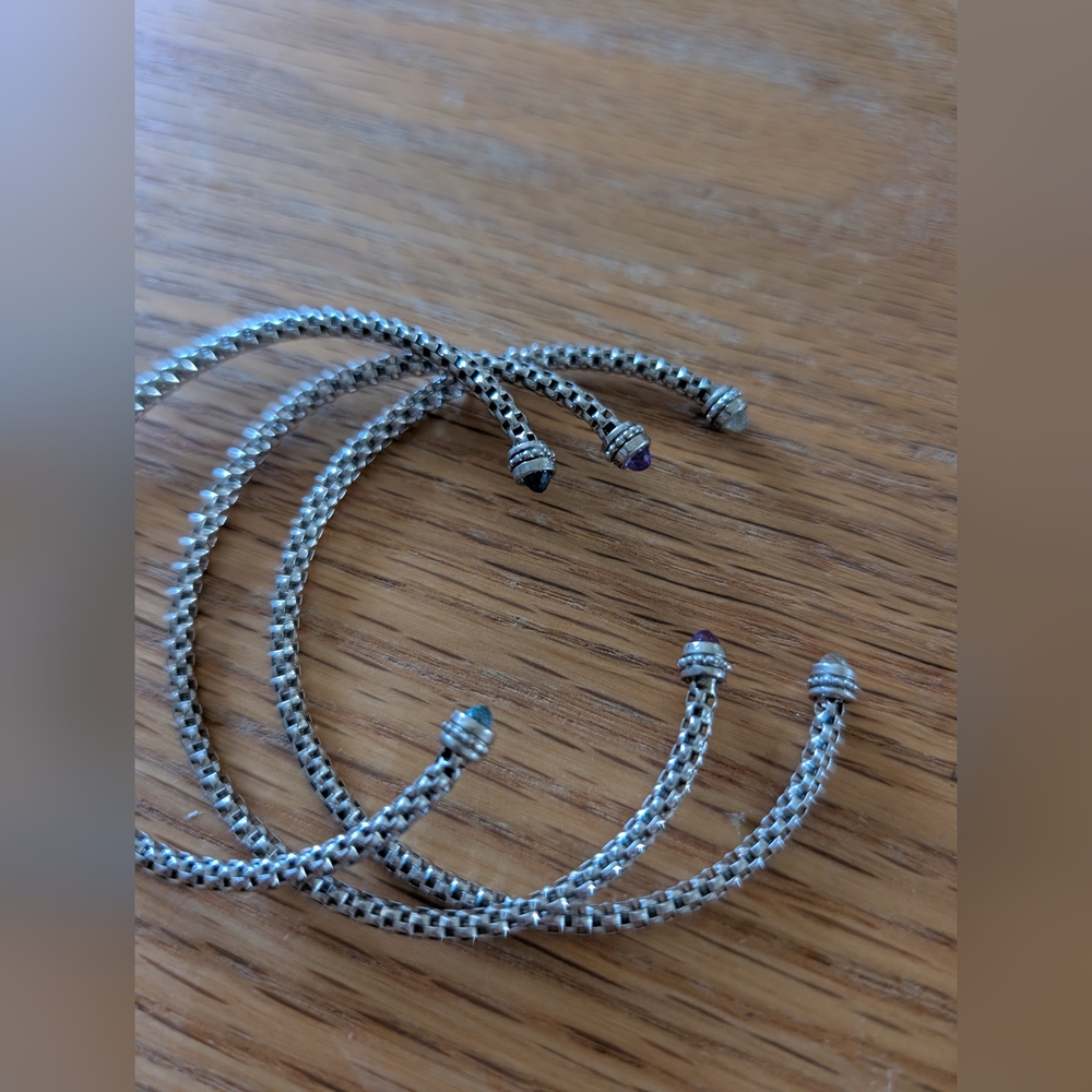 Vintage Cable Flex Silver Cuff Bracelets